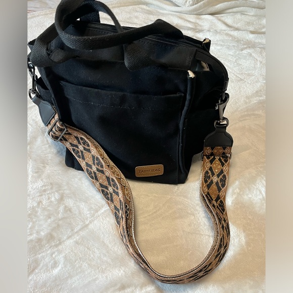 Black Canvas crossbody tote bag - Picture 2 of 13